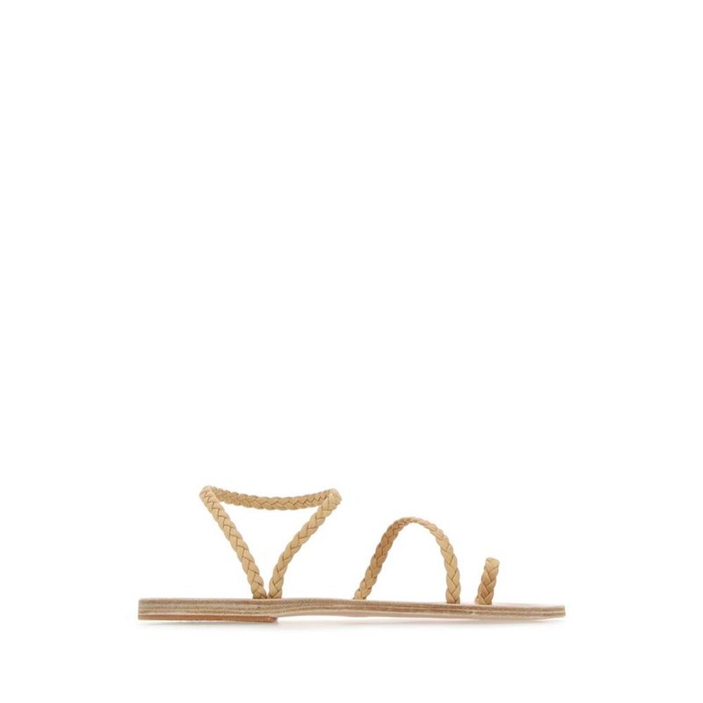Ancient Greek Women Beige Nappa Leather Eleftheria Thong Sandals